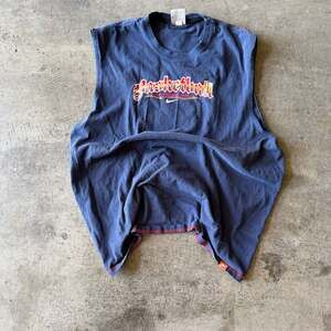 Vintage 90s Nike Basketball Center Swoosh Sleeveless Tank Top Navy Blue